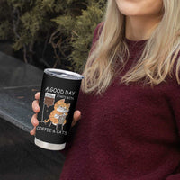 A Good Day Starts With Coffee And Cats Tumbler Cup Funny Purrfect Morning