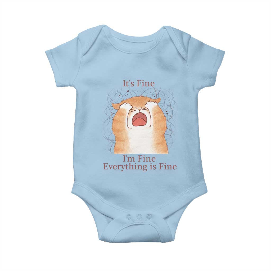 Its Fine I am Fine Everything is Fine Funny Cat Lover Baby Onesie - Wonder Print Shop
