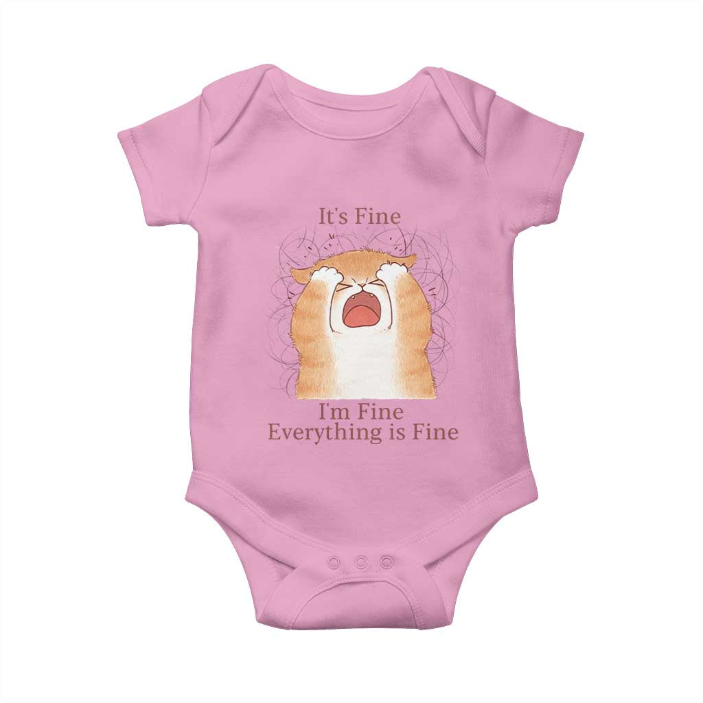 Its Fine I am Fine Everything is Fine Funny Cat Lover Baby Onesie - Wonder Print Shop