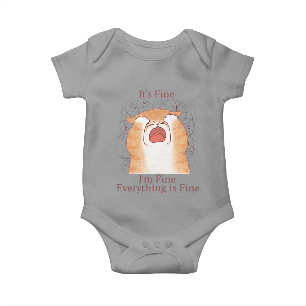 Its Fine I am Fine Everything is Fine Funny Cat Lover Baby Onesie - Wonder Print Shop