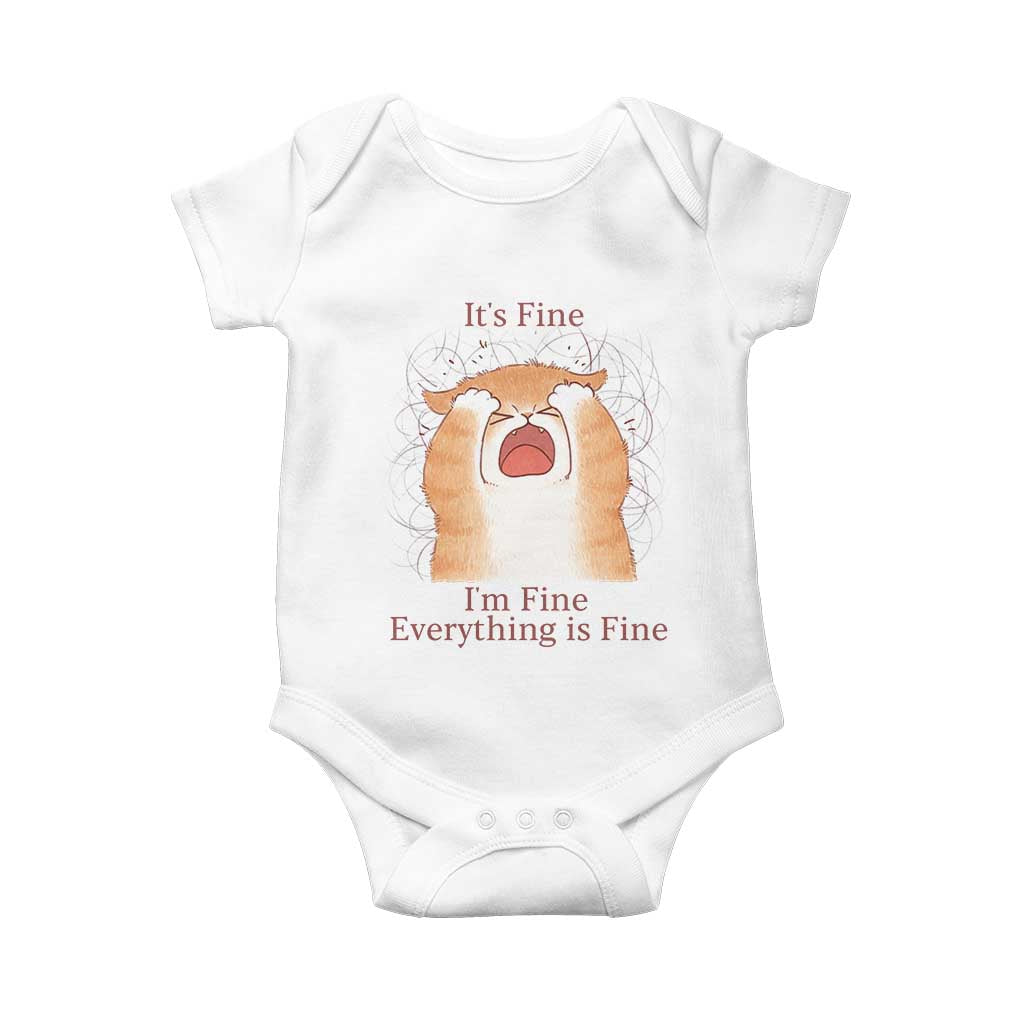 Its Fine I am Fine Everything is Fine Funny Cat Lover Baby Onesie - Wonder Print Shop