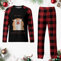Its Fine I am Fine Everything is Fine Funny Cat Lover Plaid Pajama Set - Wonder Print Shop