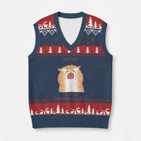 Its Fine I am Fine Everything is Fine Funny Cat Lover V-Neck Knit Sweater Vest - Wonder Print Shop