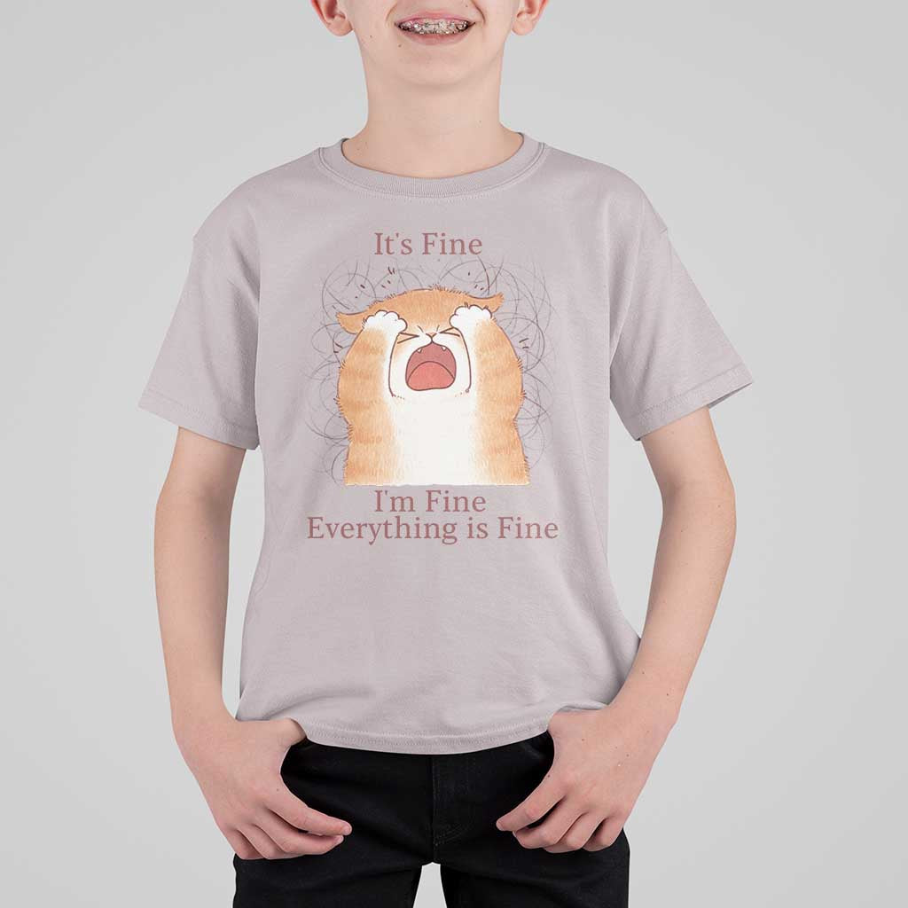 Its Fine I am Fine Everything is Fine Funny Cat Lover T Shirt For Kid - Wonder Print Shop