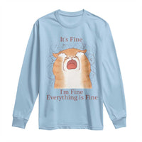 Its Fine I am Fine Everything is Fine Funny Cat Lover Long Sleeve Shirt - Wonder Print Shop