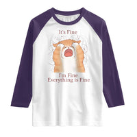 Its Fine I am Fine Everything is Fine Funny Cat Lover Raglan Shirt - Wonder Print Shop