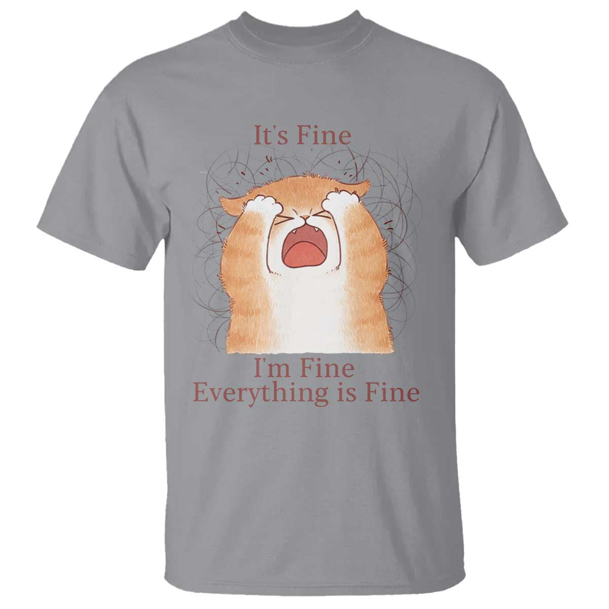 Its Fine I am Fine Everything is Fine Funny Cat Lover T Shirt - Wonder Print Shop