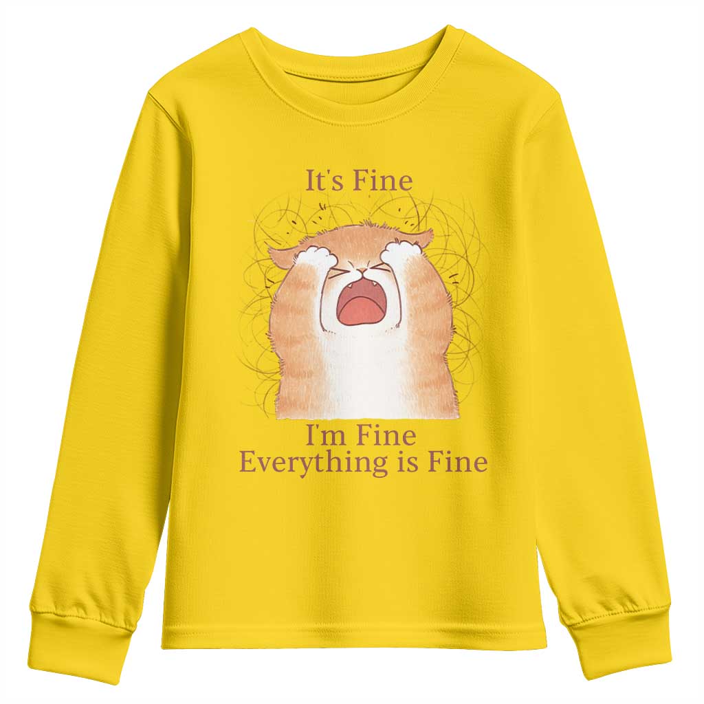 Its Fine I am Fine Everything is Fine Funny Cat Lover Youth Sweatshirt - Wonder Print Shop