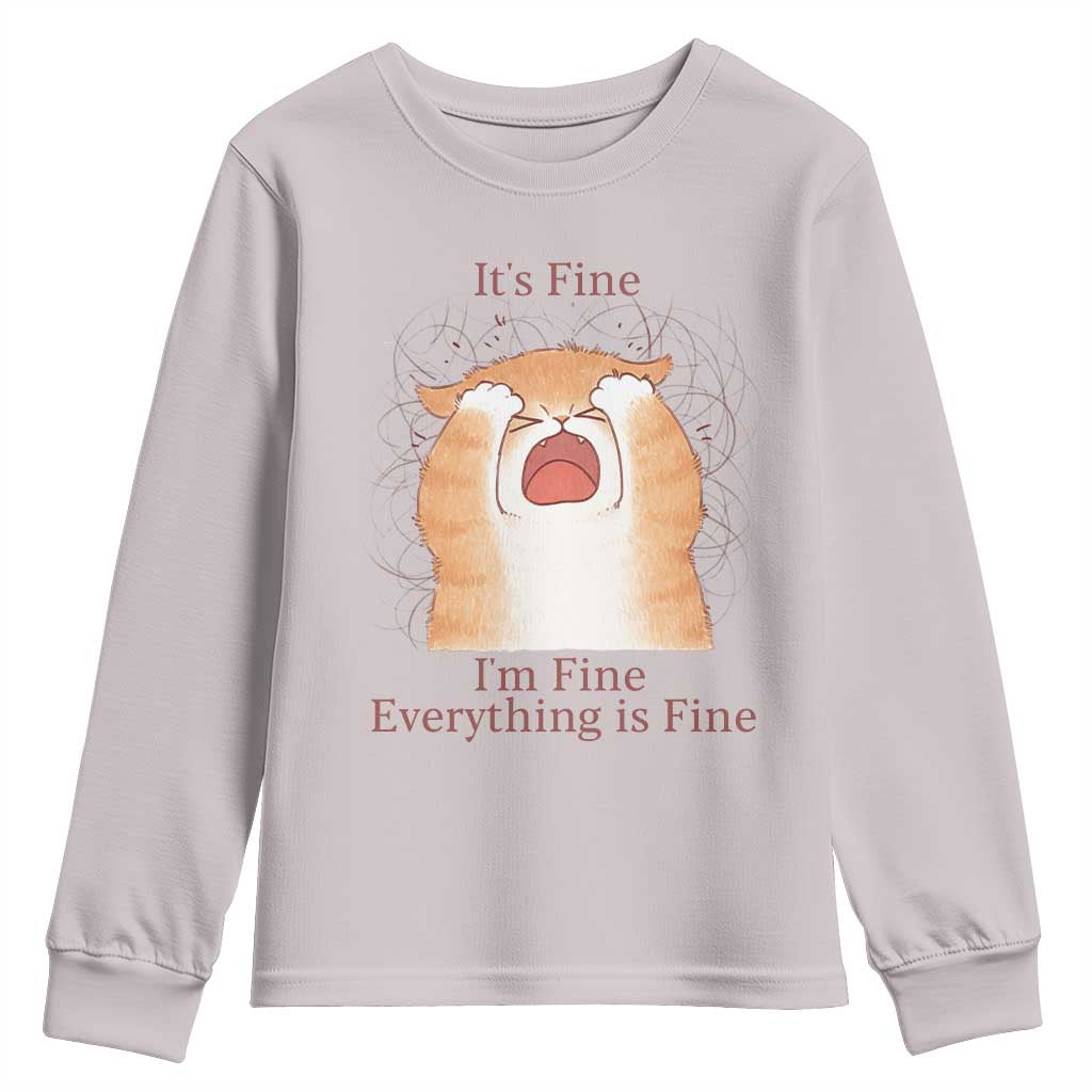Its Fine I am Fine Everything is Fine Funny Cat Lover Youth Sweatshirt - Wonder Print Shop