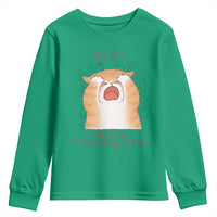 Its Fine I am Fine Everything is Fine Funny Cat Lover Youth Sweatshirt - Wonder Print Shop