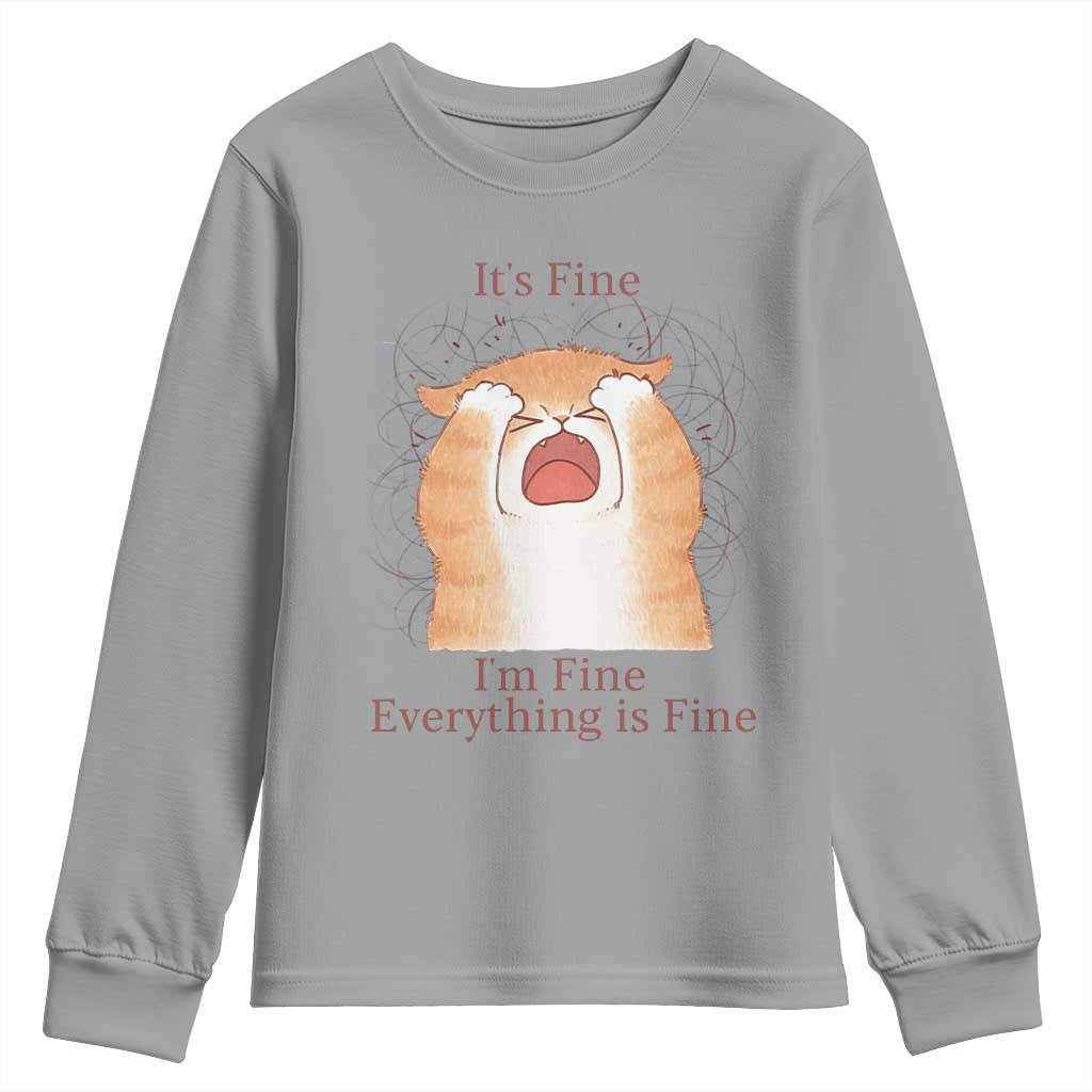 Its Fine I am Fine Everything is Fine Funny Cat Lover Youth Sweatshirt - Wonder Print Shop