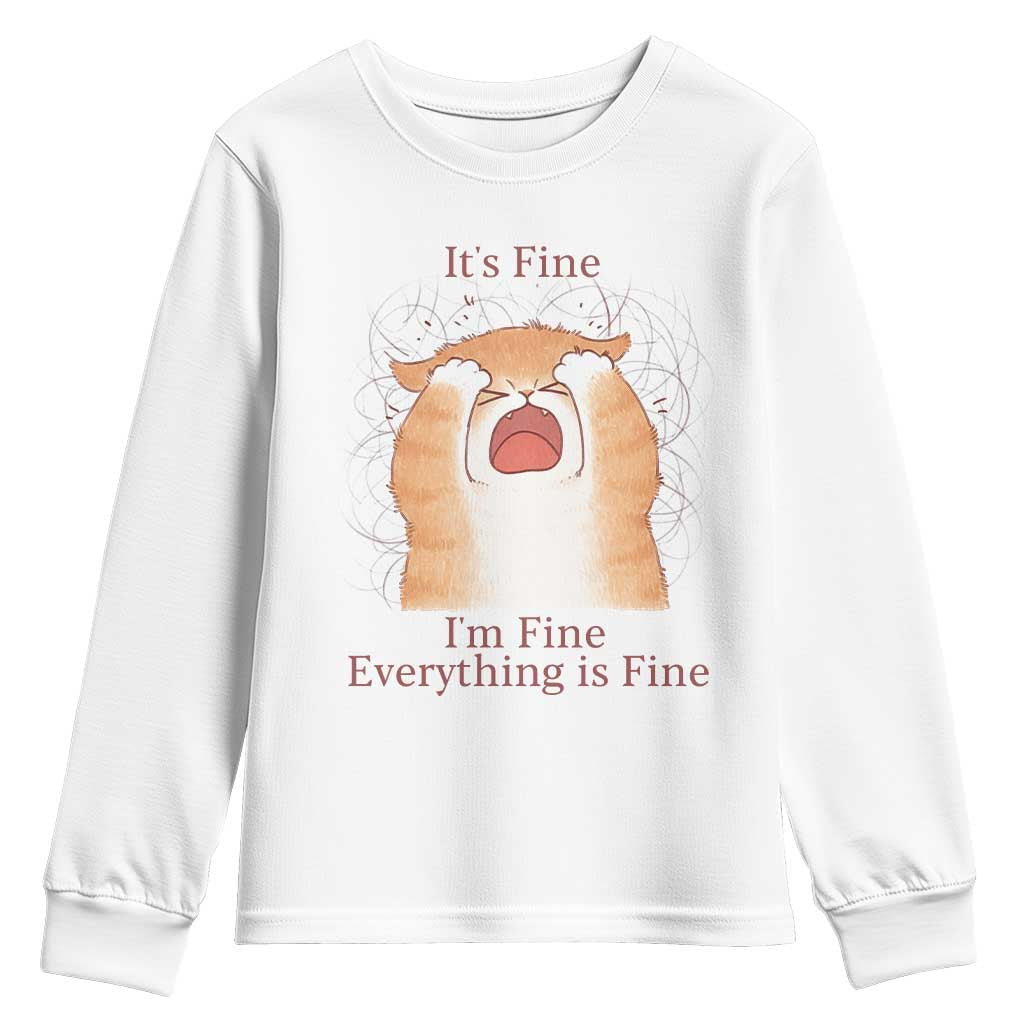Its Fine I am Fine Everything is Fine Funny Cat Lover Youth Sweatshirt - Wonder Print Shop