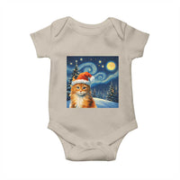 Christmas Van Gogh Cat Baby Onesie In Santa Hat Starry Night - Wonder Print Shop