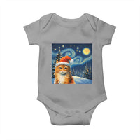 Christmas Van Gogh Cat Baby Onesie In Santa Hat Starry Night - Wonder Print Shop