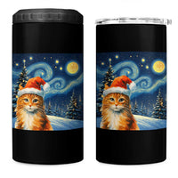 Christmas Van Gogh Cat 4 in 1 Can Cooler Tumbler In Santa Hat Starry Night