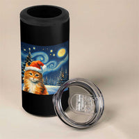 Christmas Van Gogh Cat 4 in 1 Can Cooler Tumbler In Santa Hat Starry Night