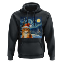 Christmas Van Gogh Cat Hoodie In Santa Hat Starry Night - Wonder Print Shop