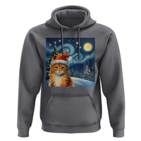 Christmas Van Gogh Cat Hoodie In Santa Hat Starry Night - Wonder Print Shop