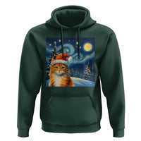 Christmas Van Gogh Cat Hoodie In Santa Hat Starry Night - Wonder Print Shop