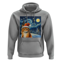 Christmas Van Gogh Cat Hoodie In Santa Hat Starry Night - Wonder Print Shop
