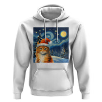 Christmas Van Gogh Cat Hoodie In Santa Hat Starry Night - Wonder Print Shop