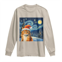 Christmas Van Gogh Cat Long Sleeve Shirt In Santa Hat Starry Night - Wonder Print Shop