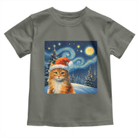 Christmas Van Gogh Cat Toddler T Shirt In Santa Hat Starry Night - Wonder Print Shop