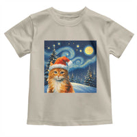 Christmas Van Gogh Cat Toddler T Shirt In Santa Hat Starry Night - Wonder Print Shop