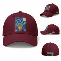 Funny Van Gogh Cat in Starry Night Baseball Cap