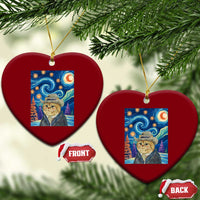 Funny Van Gogh Cat in Starry Night Ceramic Ornament - Wonder Print Shop
