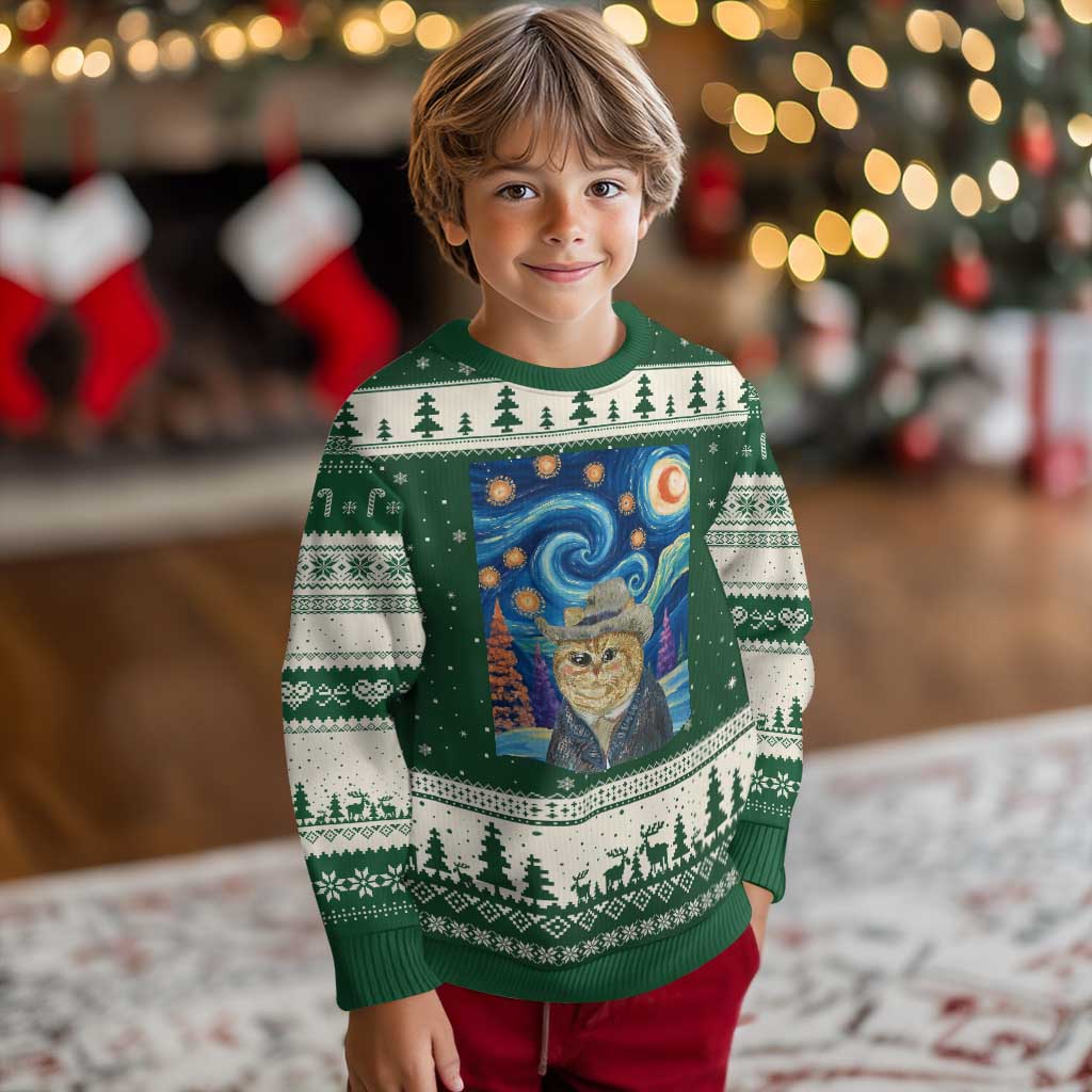 Funny Van Gogh Cat in Starry Night Ugly Christmas Sweater - Wonder Print Shop