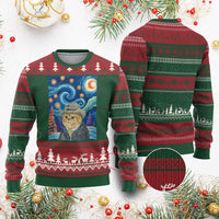 Funny Van Gogh Cat in Starry Night Ugly Christmas Sweater - Wonder Print Shop