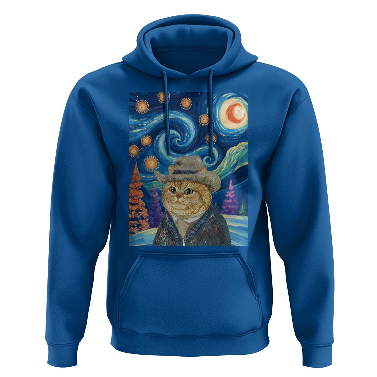 Funny Van Gogh Cat in Starry Night Hoodie - Wonder Print Shop