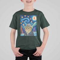 Funny Van Gogh Cat in Starry Night T Shirt For Kid - Wonder Print Shop