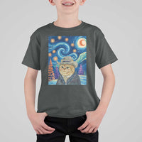 Funny Van Gogh Cat in Starry Night T Shirt For Kid - Wonder Print Shop