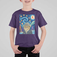 Funny Van Gogh Cat in Starry Night T Shirt For Kid - Wonder Print Shop