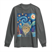 Funny Van Gogh Cat in Starry Night Long Sleeve Shirt - Wonder Print Shop