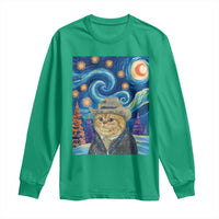 Funny Van Gogh Cat in Starry Night Long Sleeve Shirt - Wonder Print Shop