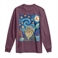 Funny Van Gogh Cat in Starry Night Long Sleeve Shirt - Wonder Print Shop