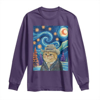 Funny Van Gogh Cat in Starry Night Long Sleeve Shirt - Wonder Print Shop