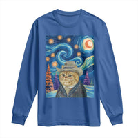 Funny Van Gogh Cat in Starry Night Long Sleeve Shirt - Wonder Print Shop