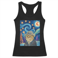 Funny Van Gogh Cat in Starry Night Racerback Tank Top - Wonder Print Shop