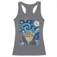 Funny Van Gogh Cat in Starry Night Racerback Tank Top - Wonder Print Shop