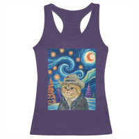 Funny Van Gogh Cat in Starry Night Racerback Tank Top - Wonder Print Shop