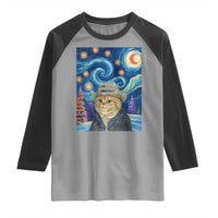 Funny Van Gogh Cat in Starry Night Raglan Shirt - Wonder Print Shop