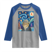 Funny Van Gogh Cat in Starry Night Raglan Shirt - Wonder Print Shop