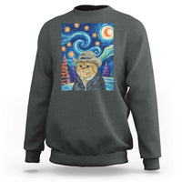 Funny Van Gogh Cat in Starry Night Sweatshirt - Wonder Print Shop