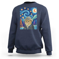 Funny Van Gogh Cat in Starry Night Sweatshirt - Wonder Print Shop