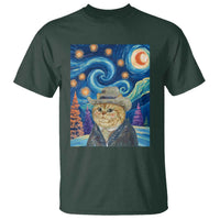 Funny Van Gogh Cat in Starry Night T Shirt - Wonder Print Shop