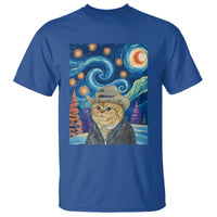 Funny Van Gogh Cat in Starry Night T Shirt - Wonder Print Shop